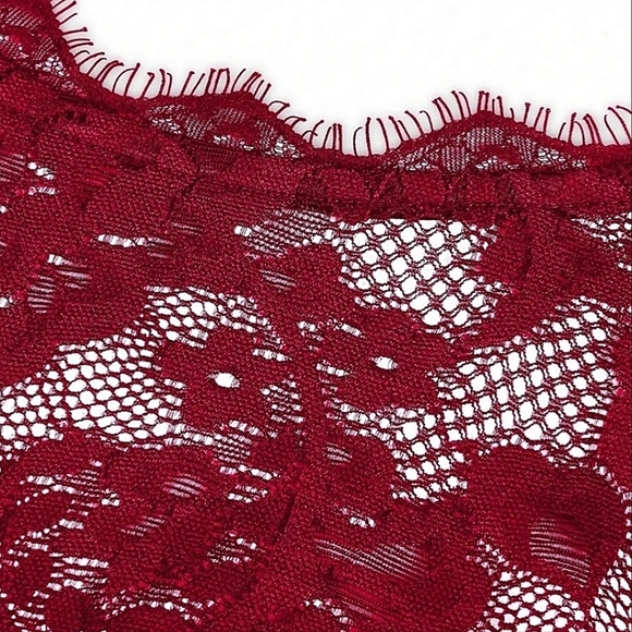 New Chic Lace Top Pleated Maxi Dress Gown Burgundy Red - Picture 8 of 12